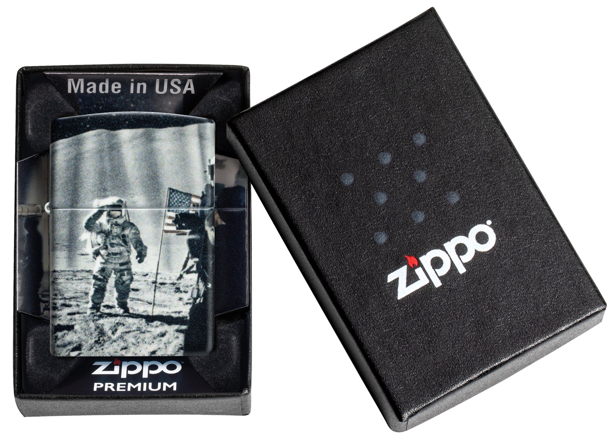 Zippo Astro-not Design 540 Matte Windproof Lighter in its packaging.