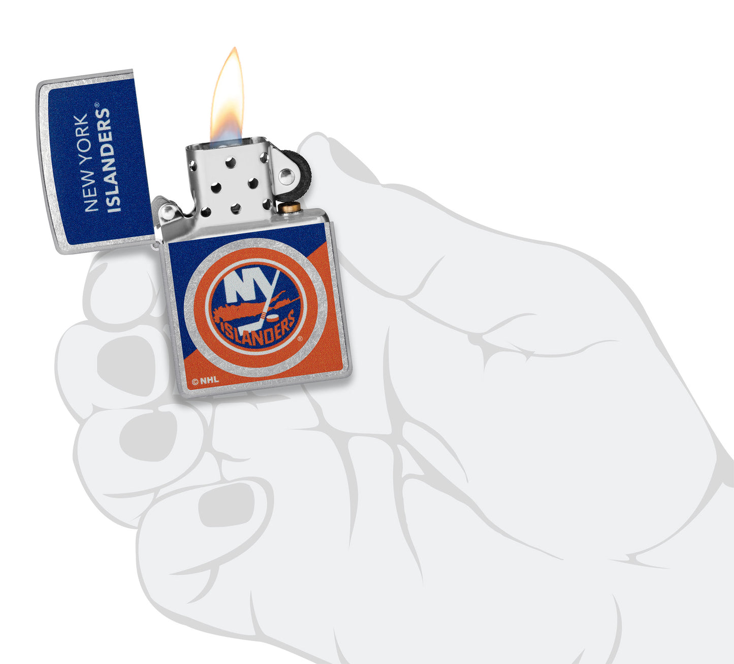 Zippo NHL® New York Islanders® 2024 Street Chrome™ Windproof Lighter in its packaging.
