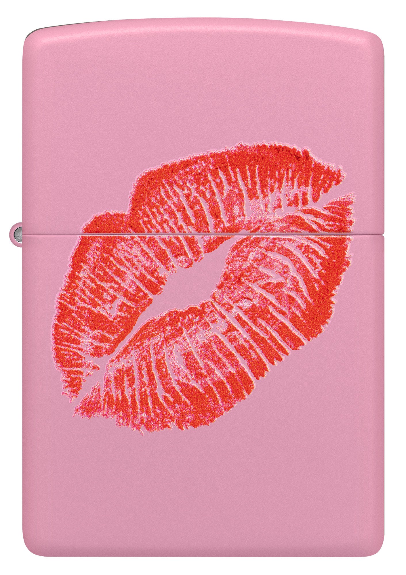 Front view of Zippo Smooches Design Pink Matte Windproof Lighter.