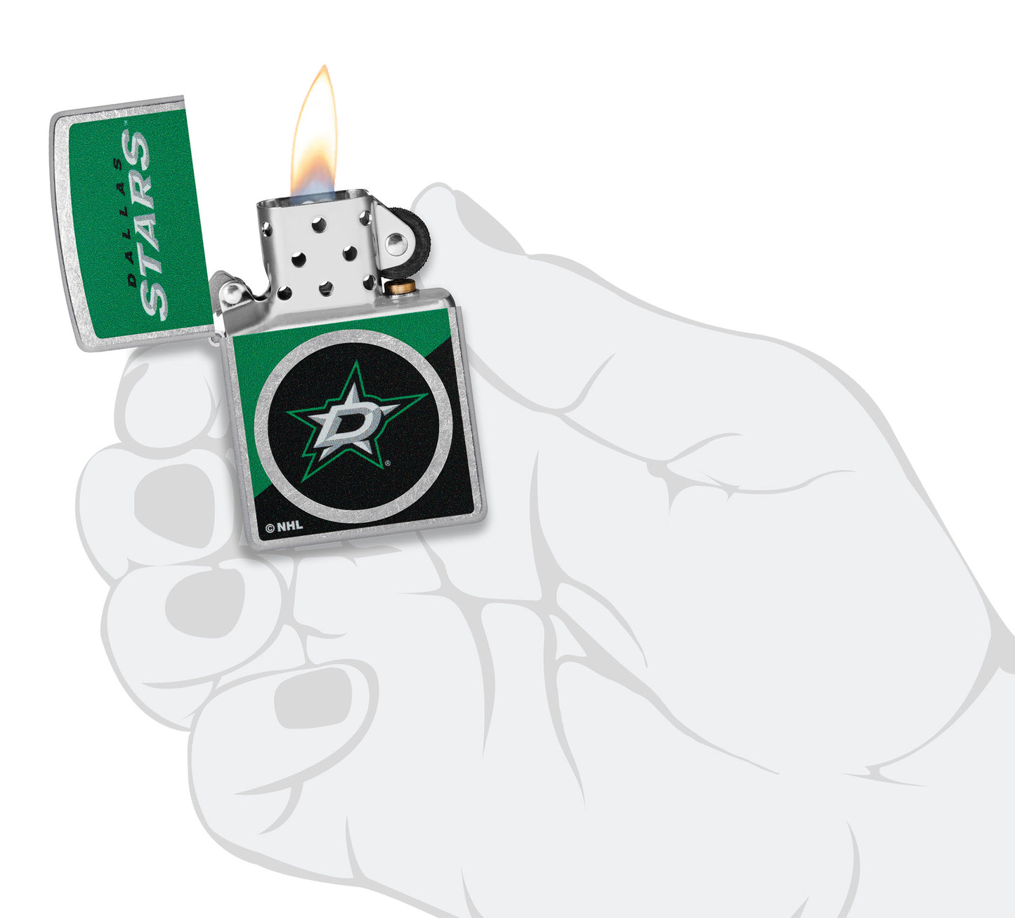 Zippo NHL® Dallas Stars® 2024 Street Chrome™ Windproof Lighter in its packaging.