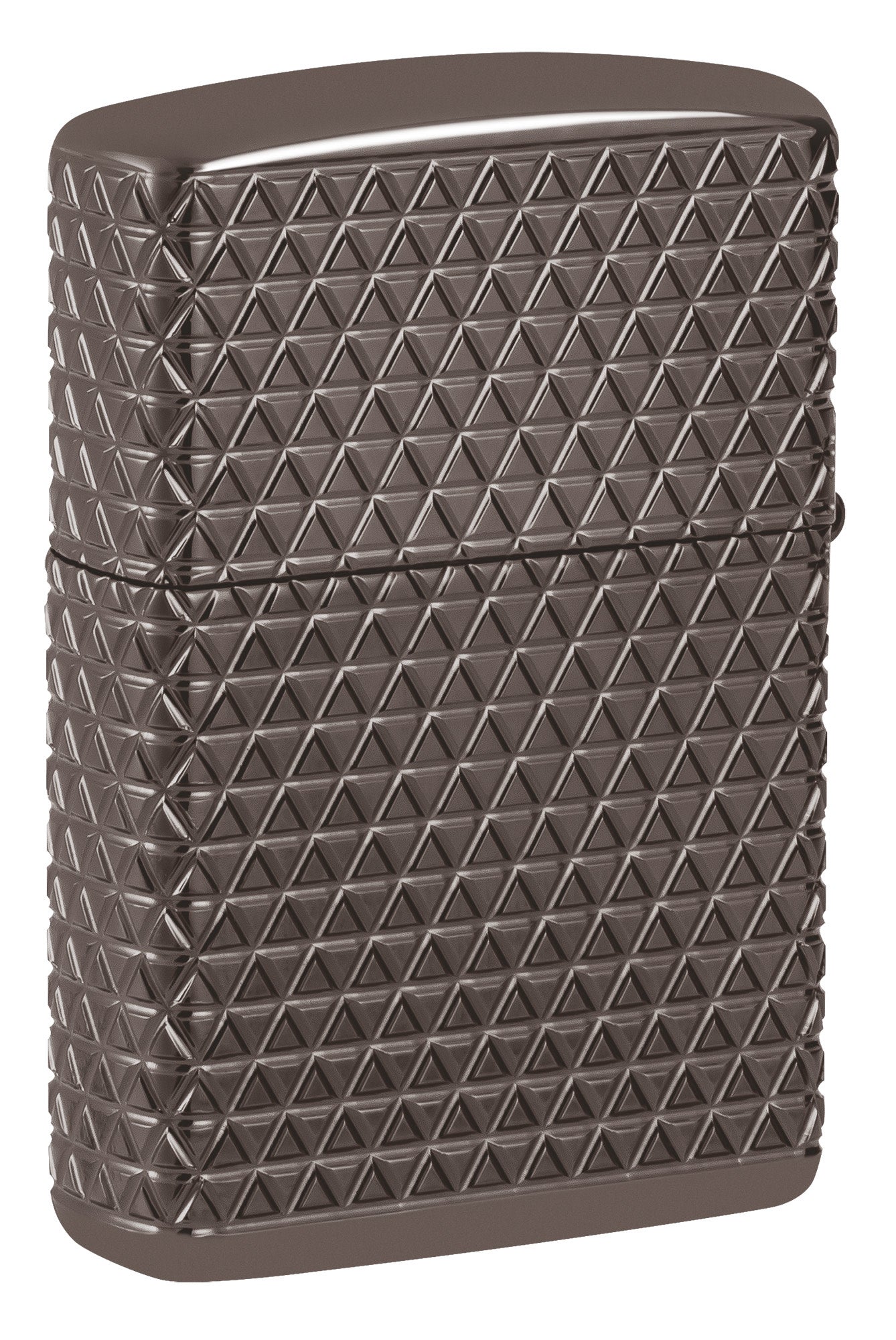 Back shot of Zippo Diamond Pattern Design Armor® Black Ice® Windproof Lighter standing at a 3/4 angle.