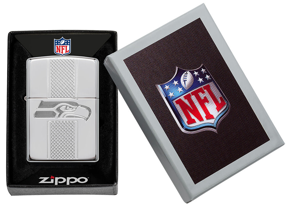 NFL Seattle Seahawks Deep Carve Collectible Windproof Lighter in its packaging