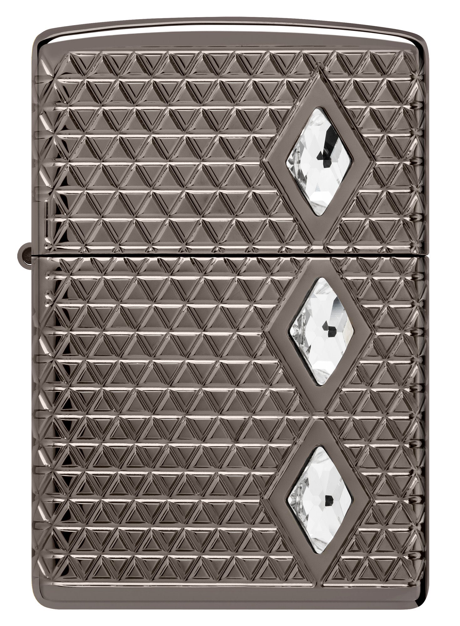 Front view of Zippo Diamond Pattern Design Armor® Black Ice® Windproof Lighter.