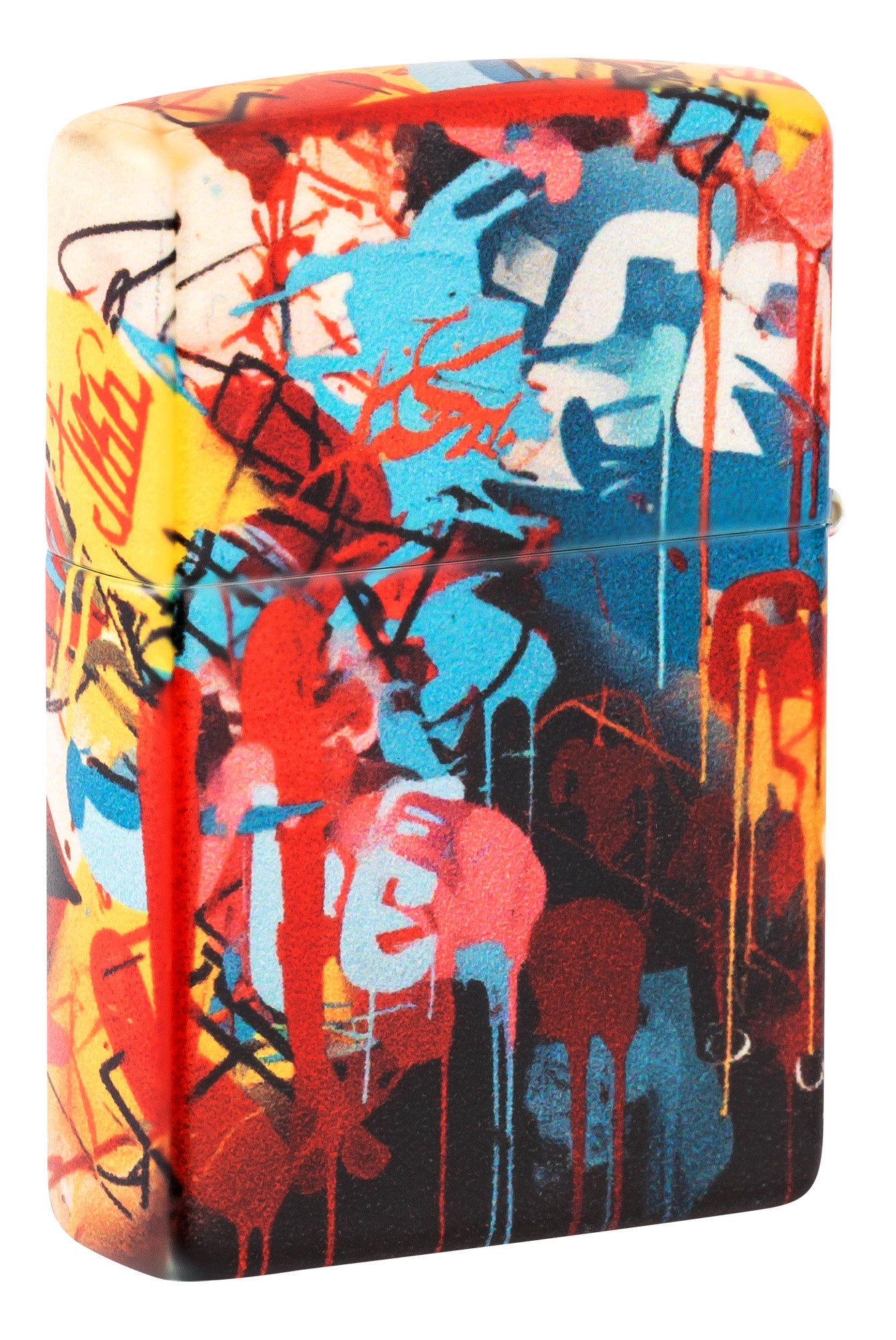 Back shot of Zippo Street Art Design 540 Matte Windproof Lighter standing at a 3/4 angle.