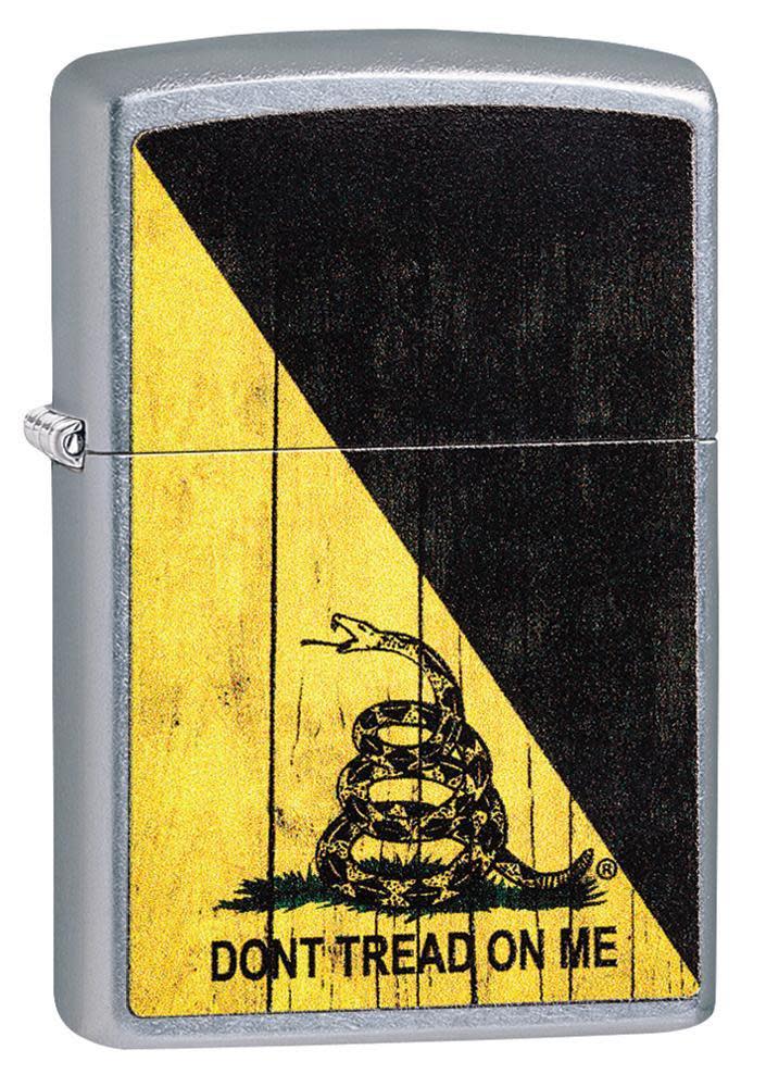 Front view of the Don't Tread on Me Lighter shot at a 3/4 angle