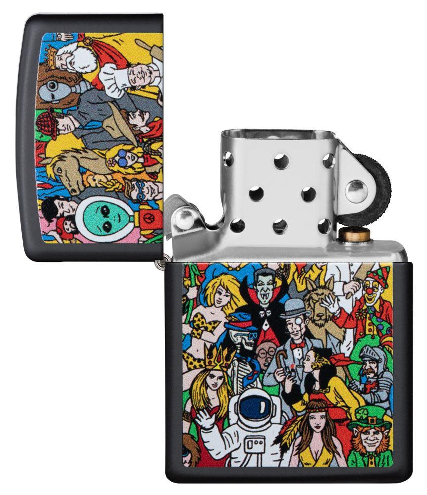 Front view of the Where's Windy Design Lighter open and unlit