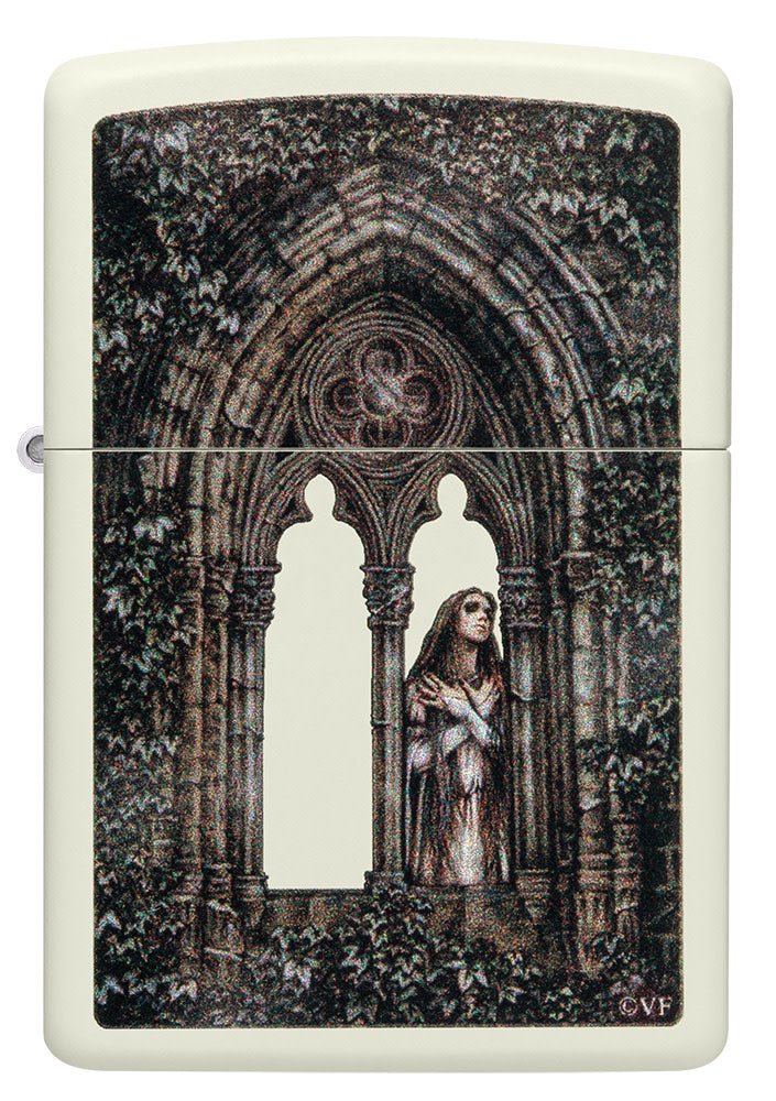 Front shot of Victoria Frances Glow In The Dark Windproof Lighter.