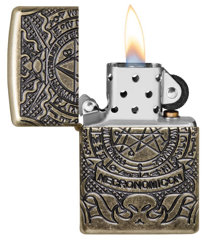 Armor® Antique Brass Book of the Dead with its lid open and lit