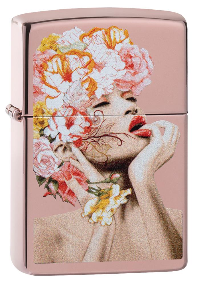 Floral Woman Design Rose Gold Windproof Lighter – Zippo USA