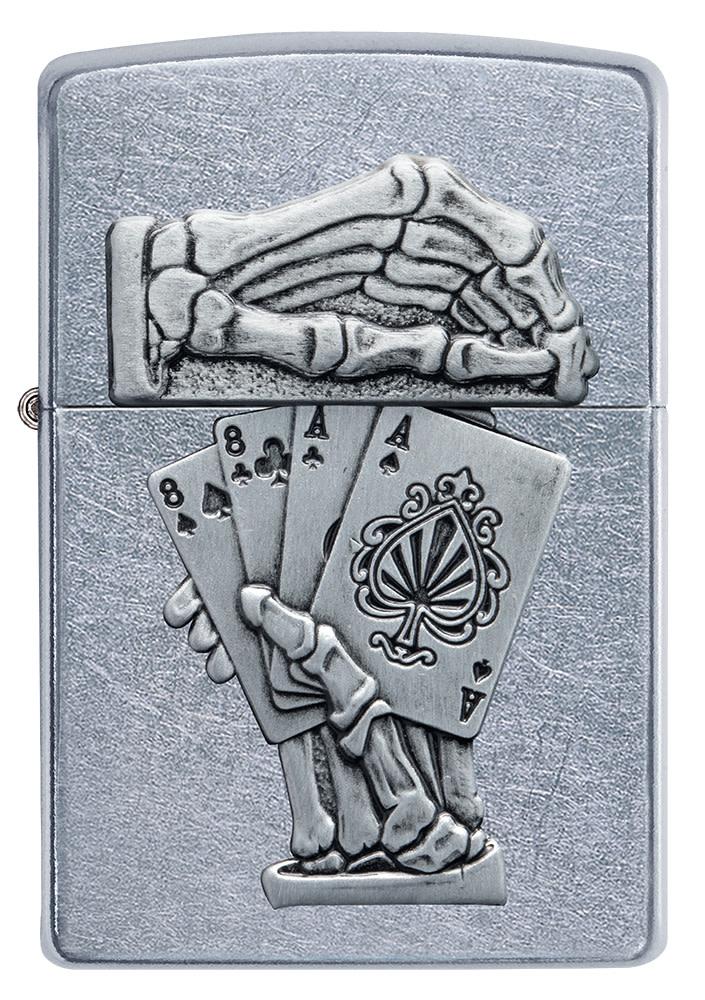 Front of Dead Mans Hand Surprise Emblem Design Street Chromeâ„¢ Windproof Lighter