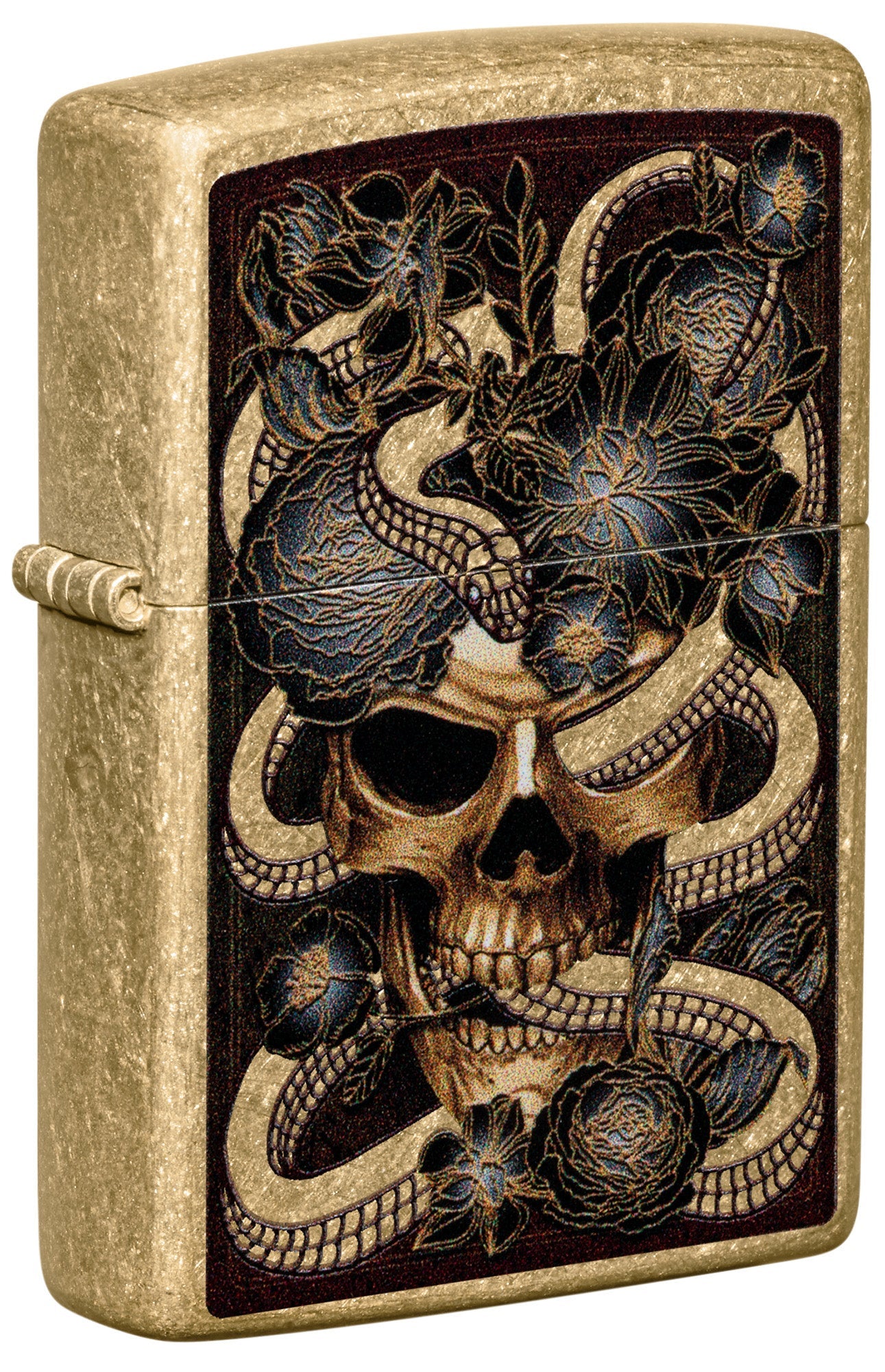 Snake Bouquet Design Tumbled Brass Windproof Lighter – Zippo USA