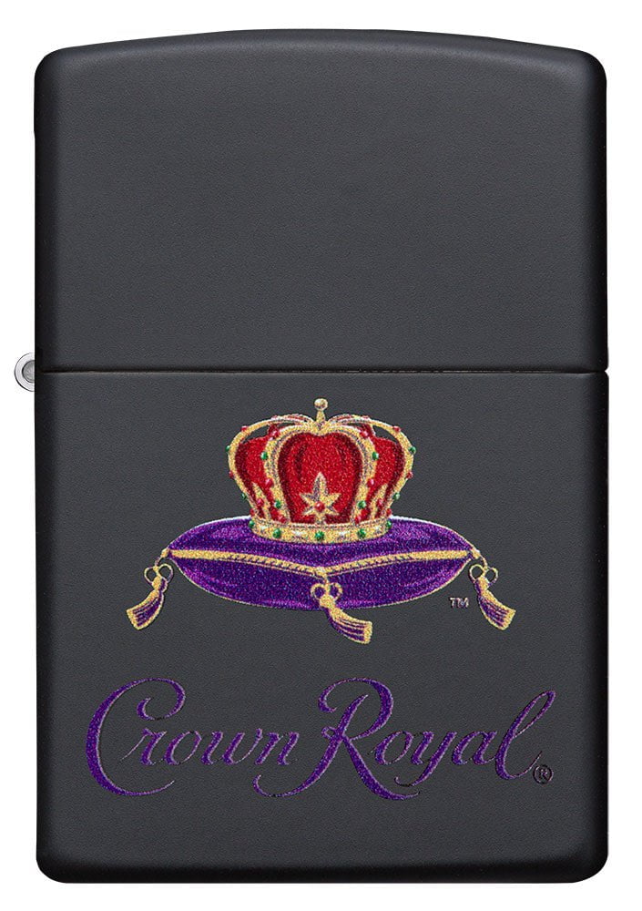Front shot of Crown Royal® Logo Black Matte Windproof Lighter.