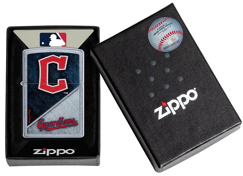 MLB® Cleveland Guardians™ Street Chrome™ Windproof Lighter in its packaging.