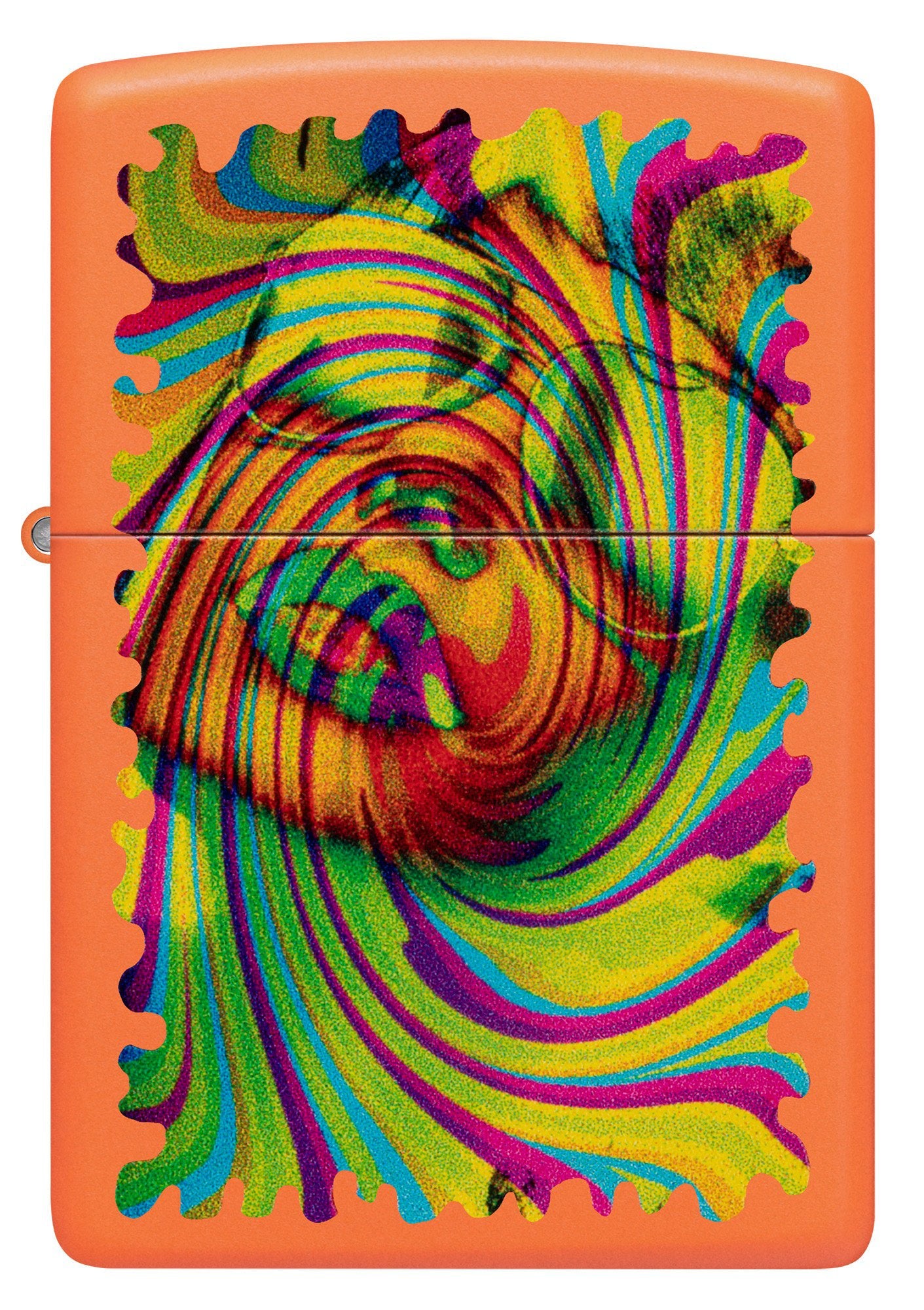 Front view of Zippo Sunglass Woman Design Orange Matte Windproof Lighter.