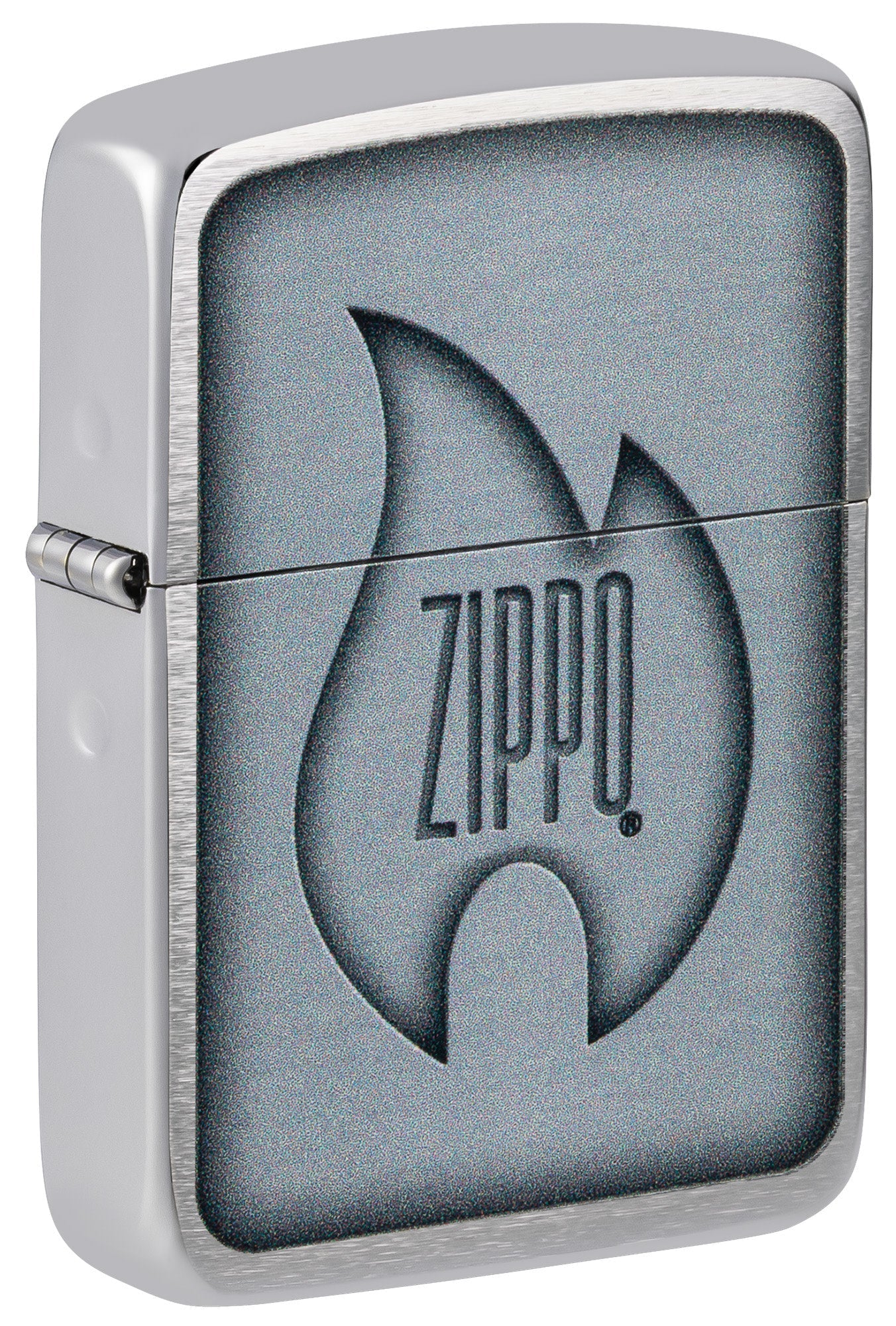 Zippo Logo Flame Design 1941 Replica Brushed Chrome Windproof 