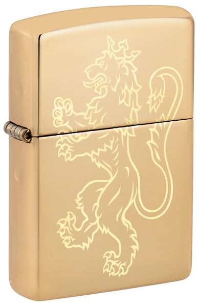 Zippo Fighting Lion Design High Polish Brass Windproof Lighter