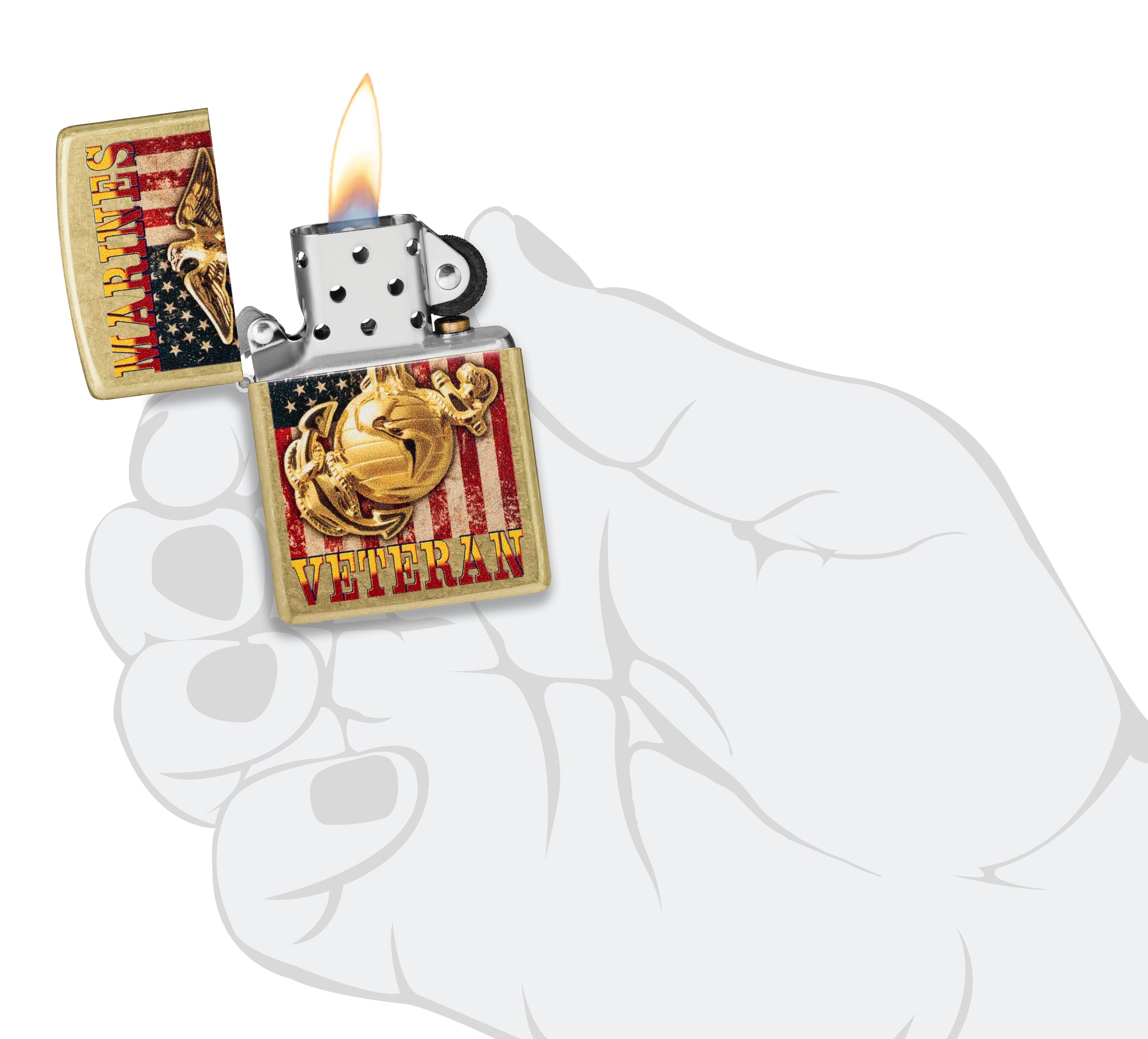 Zippo U.S. Marine Corps Veteran Design Street Brass Windproof