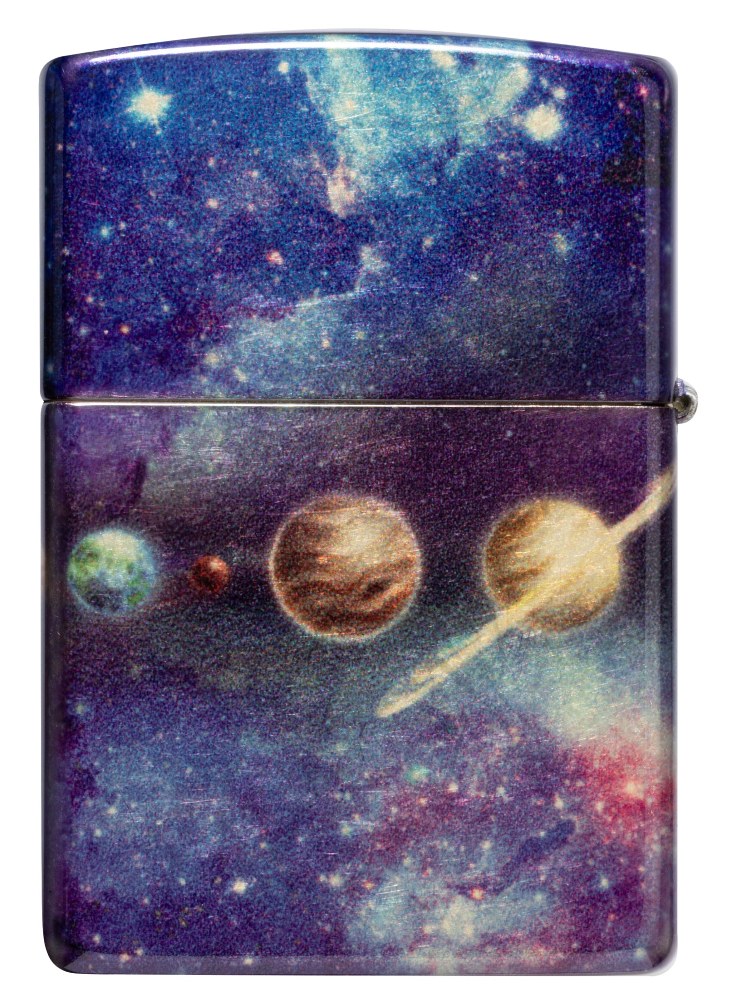 Back view of Zippo Solar Flare Design 540 Tumbled Brass Windproof lighter.