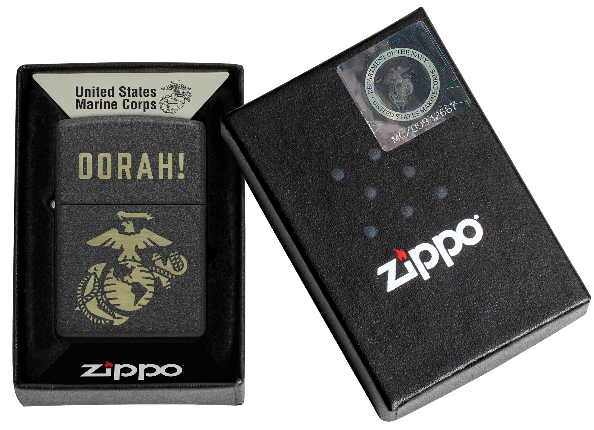 Zippo U.S. Marine Corps Oorah Design Black Crackle® Windproof