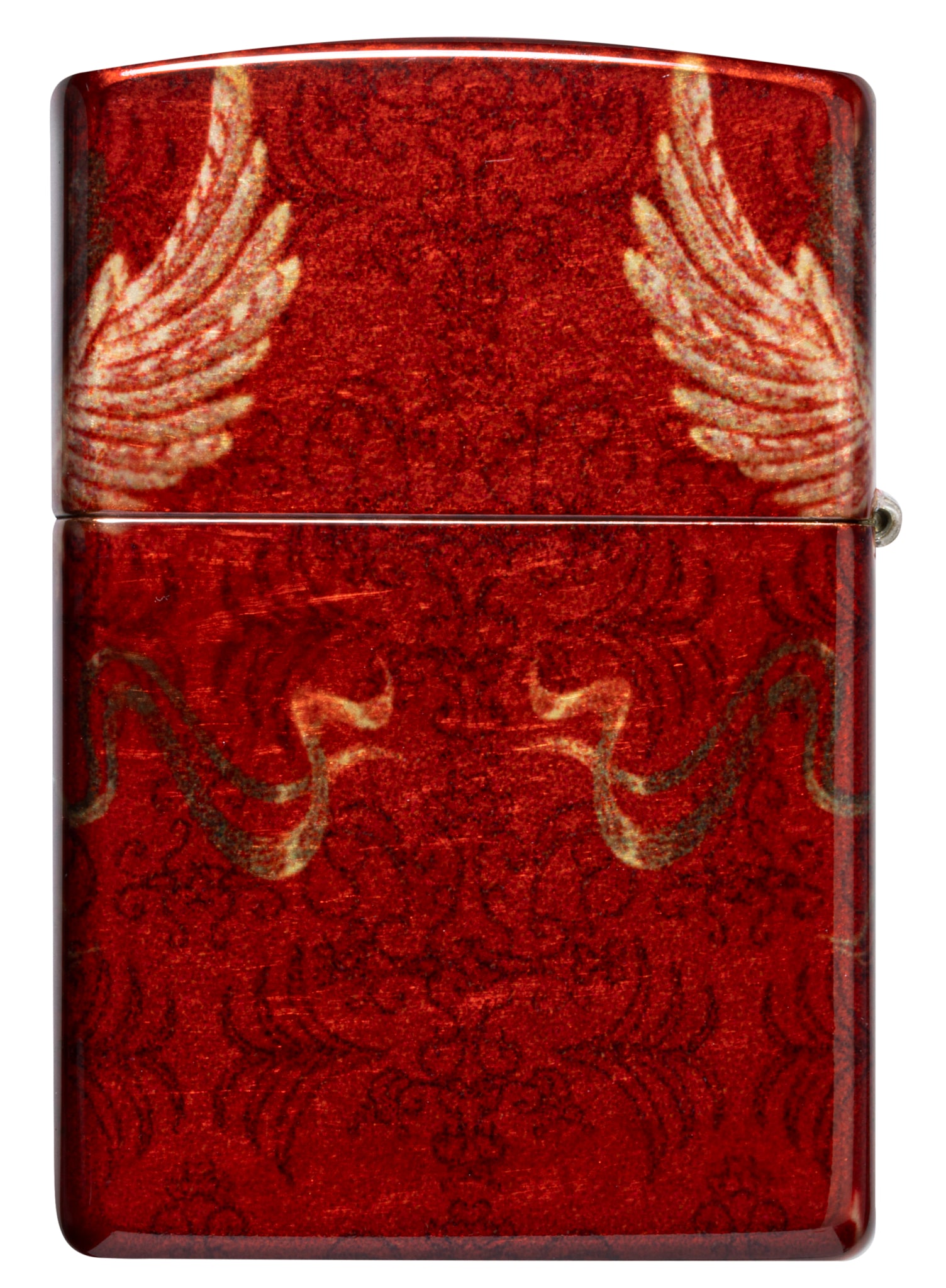 Back view of Zippo Skull Heraldry Design Tumbled Brass Windproof Lighter.