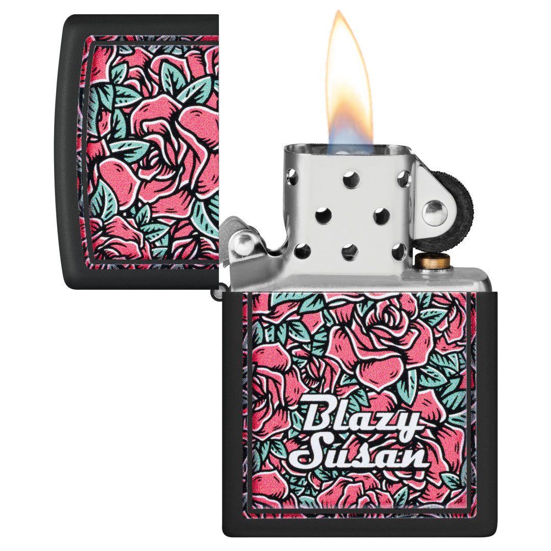 Zippo Blazy Susan Roses Design Black Matte Windproof Lighter