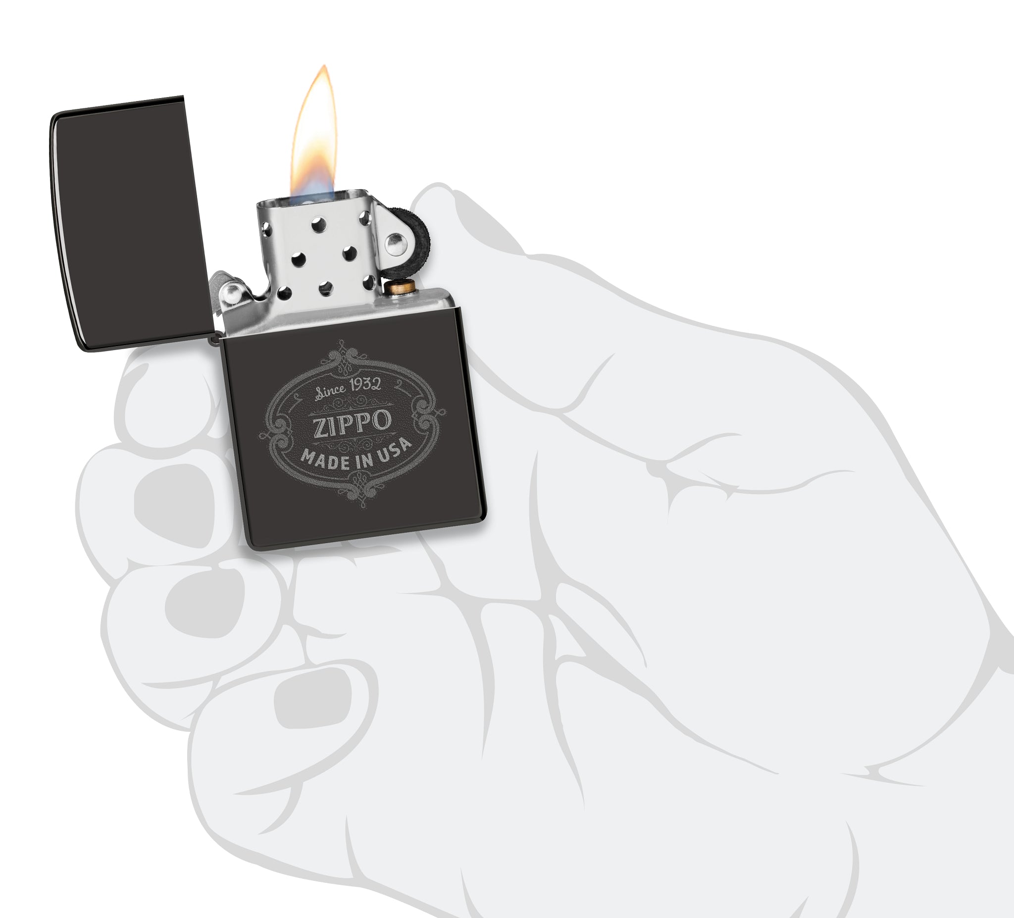 Zippo Plaque Design High Polish Black Windproof Lighter – Zippo USA