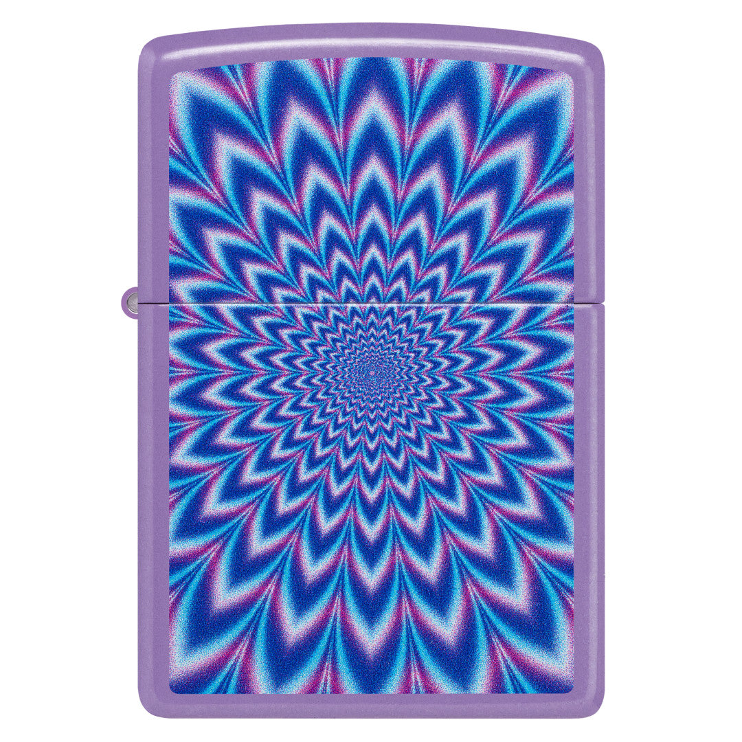 Front view of Zippo Lavender Illusion Design Smoky Lavender Windproof Lighter.