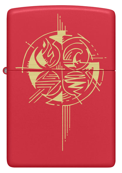 Front view of Zippo Elements Design Red Matte Windproof Lighter.