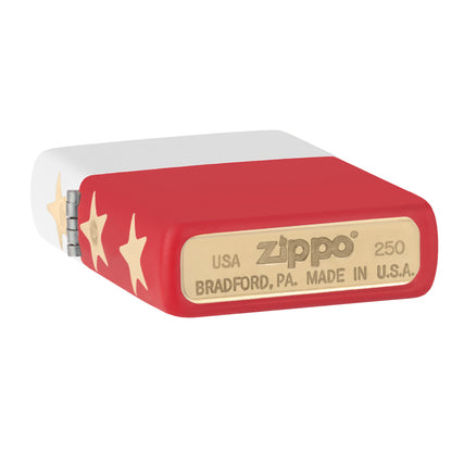 Bottom stamp view of Zippo 250th Anniversary Special Edition White and Red Matte Windproof Lighter.