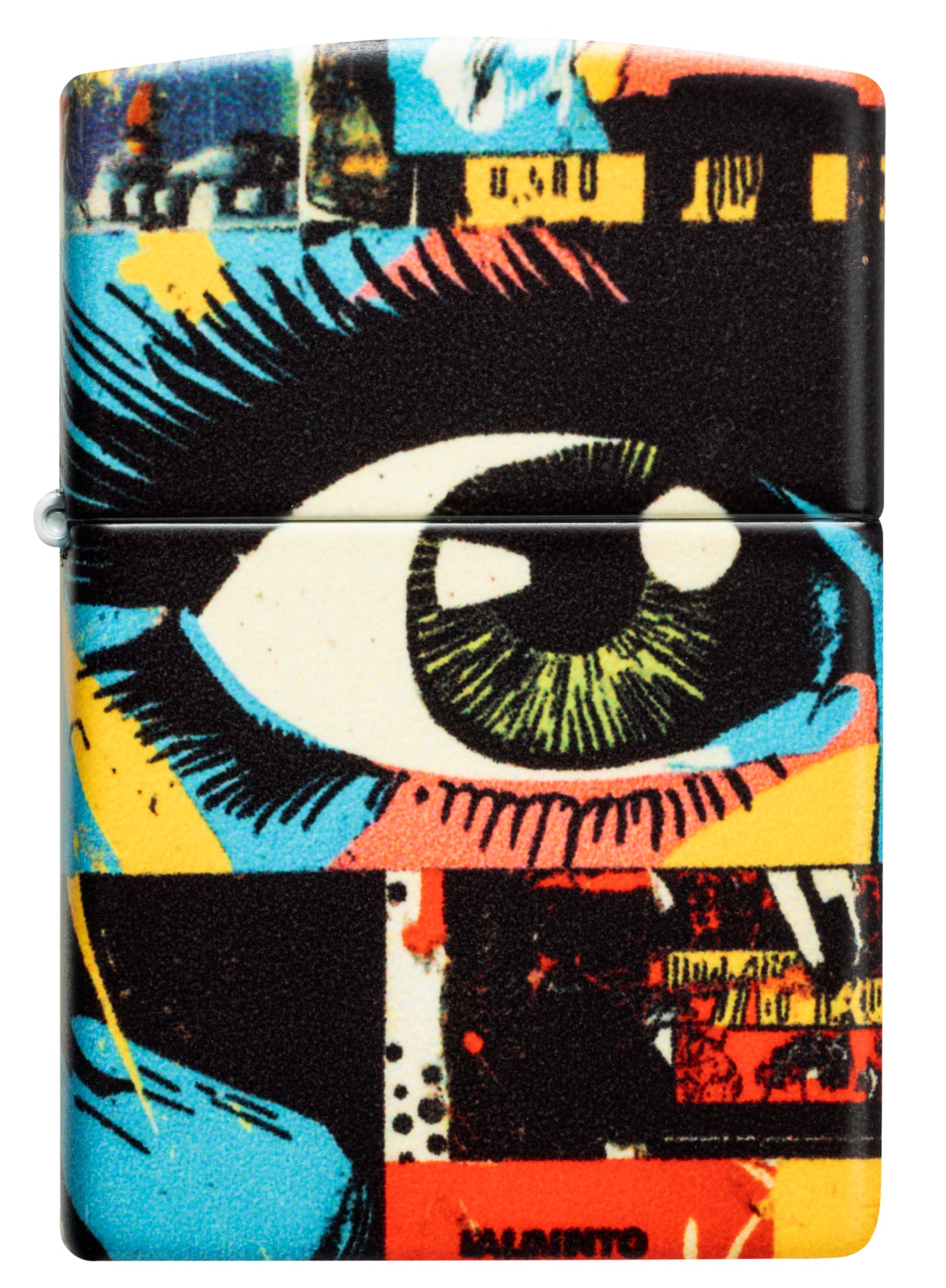 Front view of Zippo Eye See You Design 540 Matte Windproof Lighter.