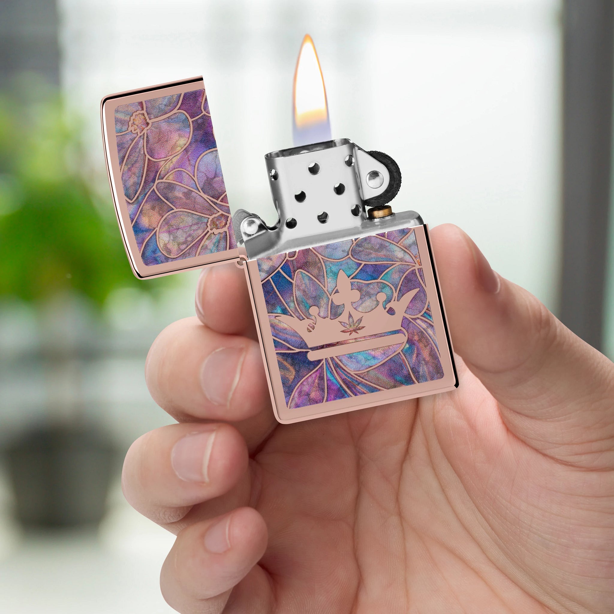 Zippo Queen of Bud Opal Crown Design High Polish Rose Gold