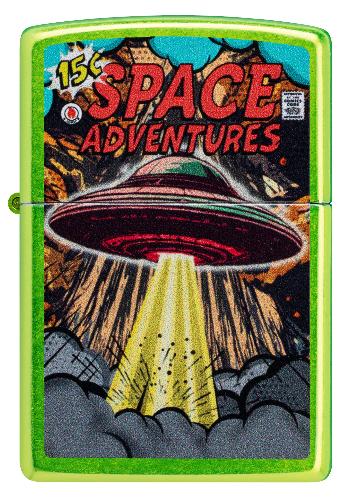 Front view of Zippo Space Adventures Design Classic Lurid Windproof Lighter.