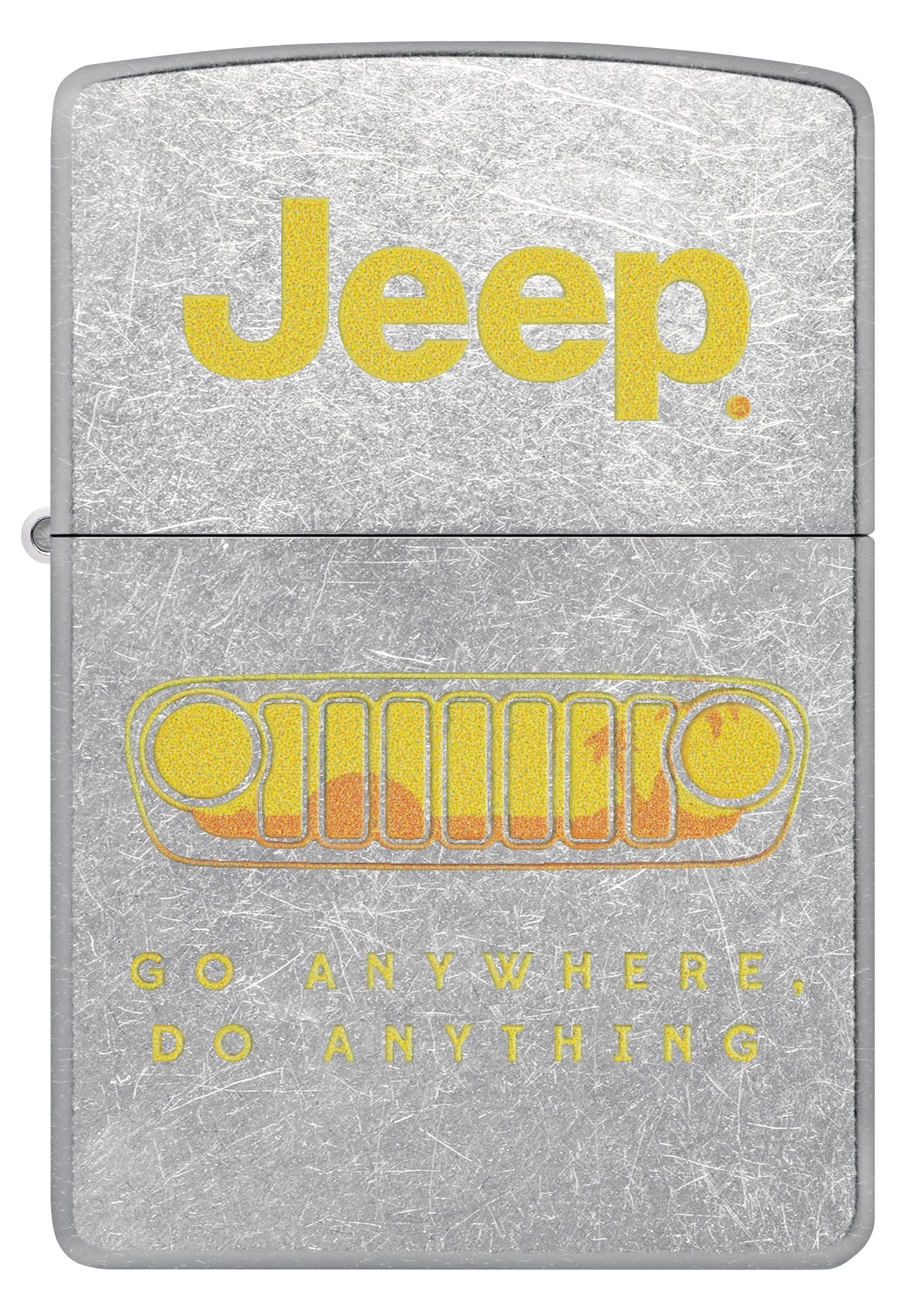 Front view of Zippo Jeep® Grille Design Street Chrome Windproof Lighter .