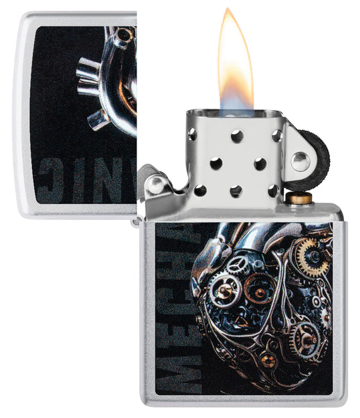 Zippo Mechanical Heart Design Satin Chrome Windproof Lighter