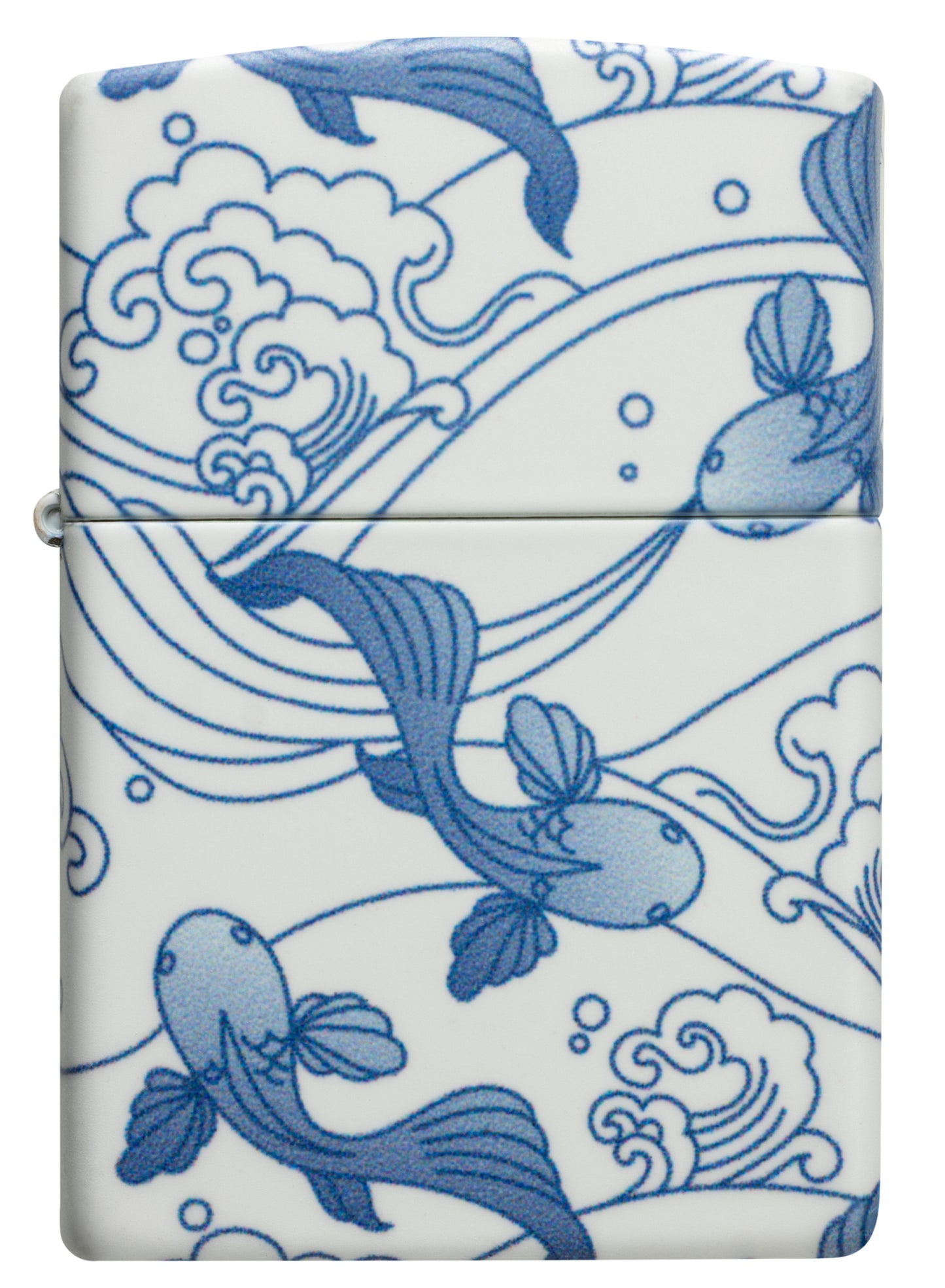 Front view of Zippo Porcelain Koi Design 540 Matte Windproof Lighter.