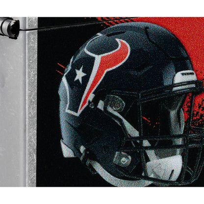 Front view of Zippo NFL Houston Texans Helmet Design Street Chrome Windproof Lighter close up to show the detail of the lighter.