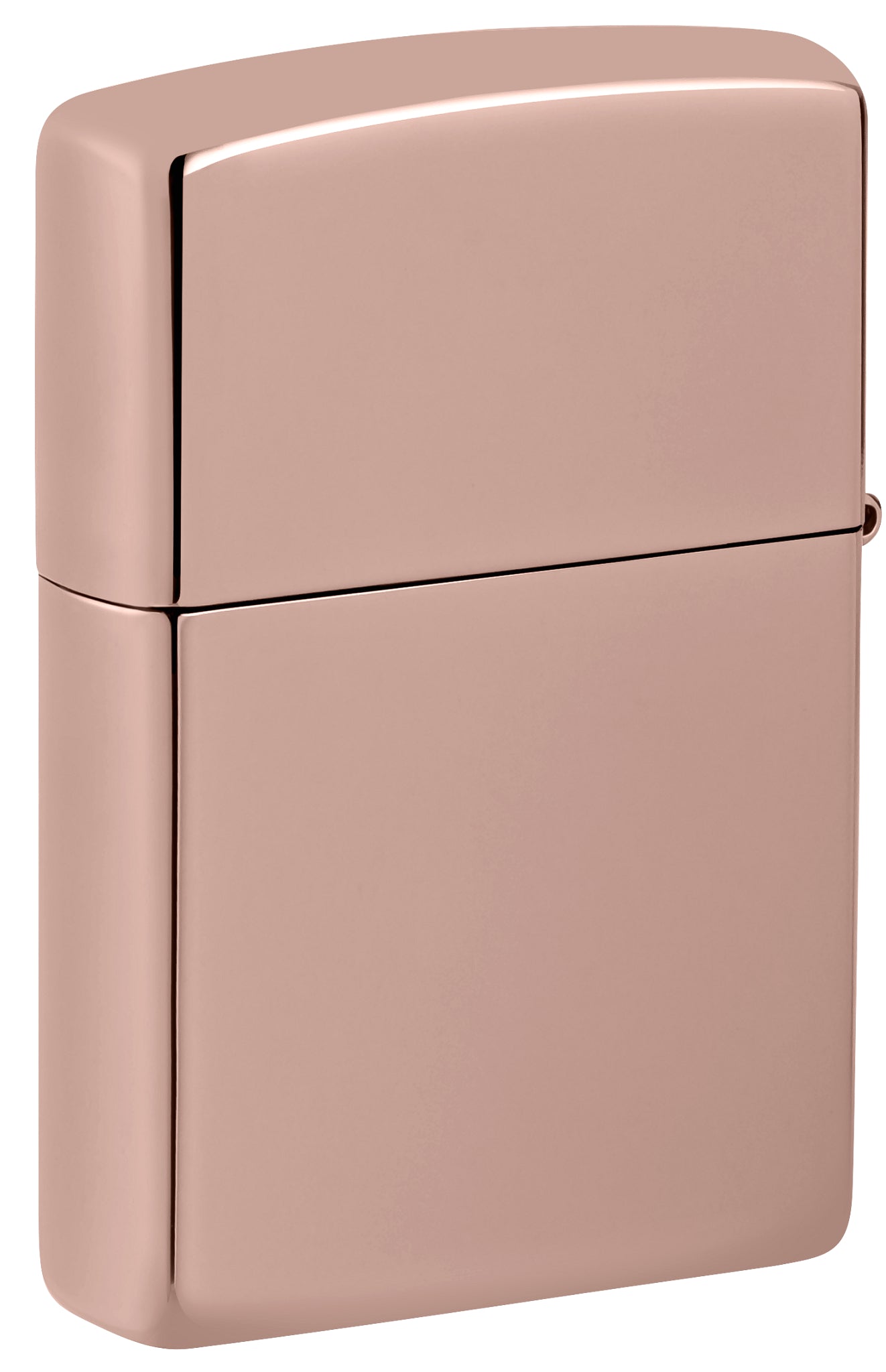 Back view of Zippo Queen of Bud Opal Crown Design High Polish Rose Gold Windproof Lighterstanding at a 3/4 angle.
