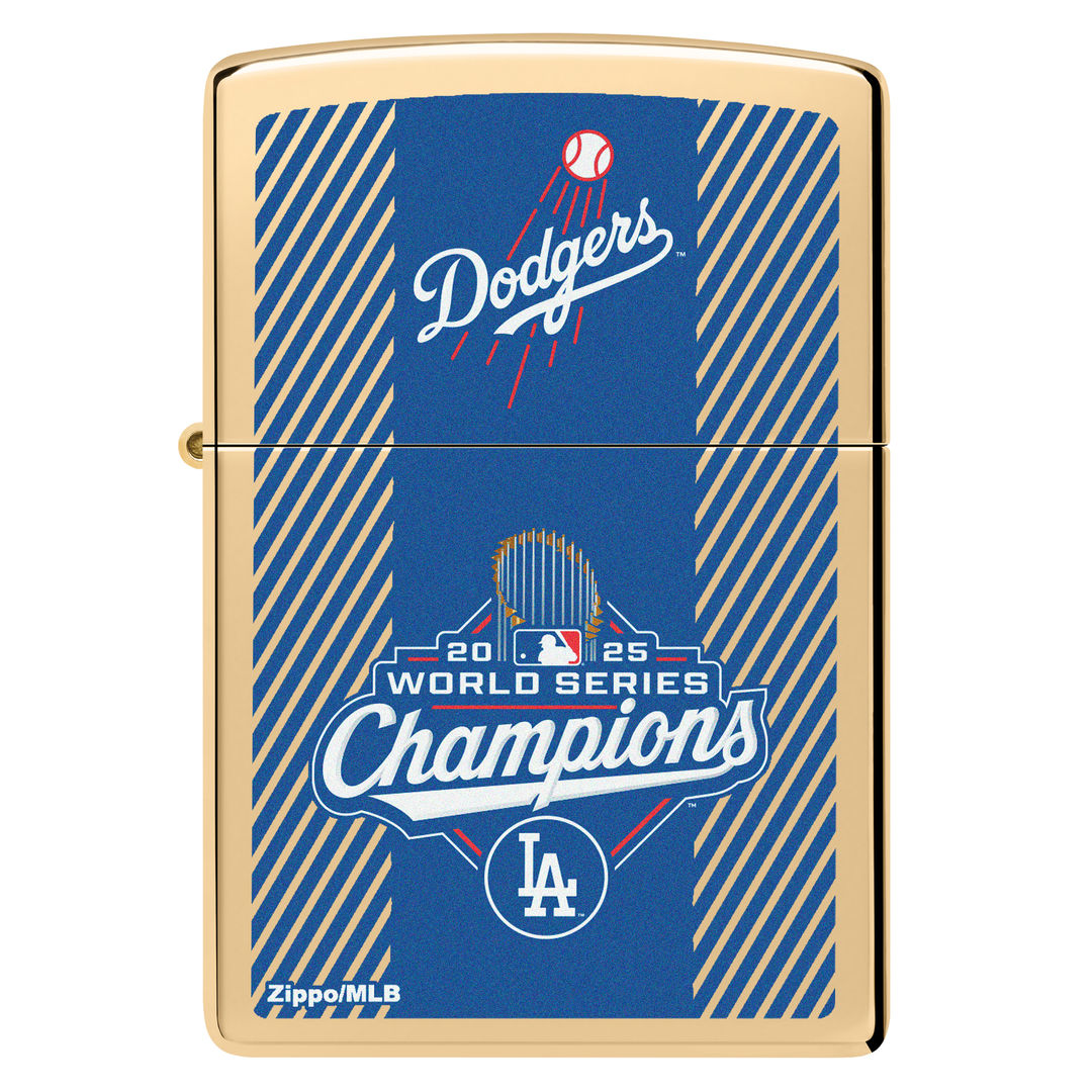 Front view of Zippo 2025 World Series™ Champions Commemorative High Polish Brass Windproof Lighter.
