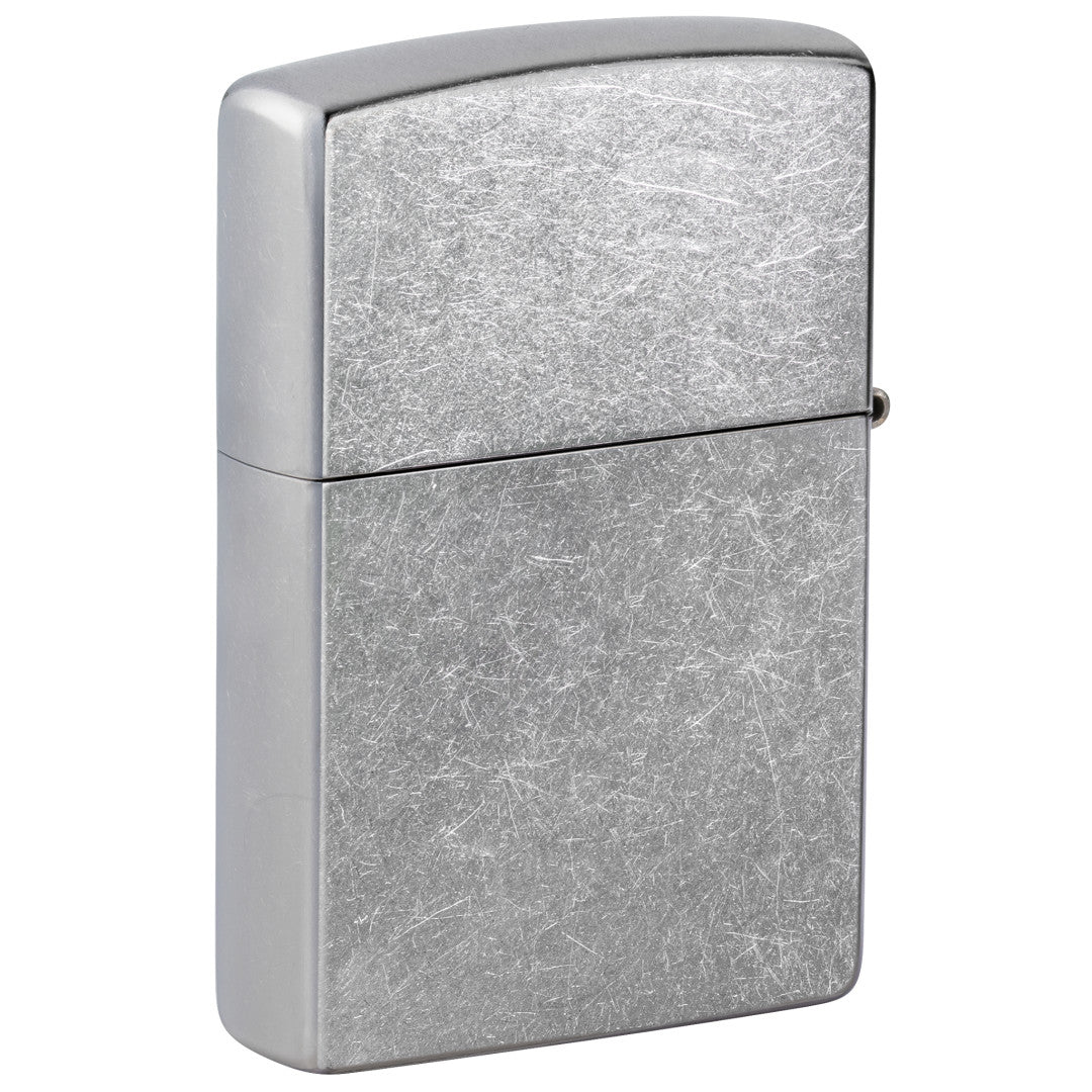 Back view of Zippo Realtree® XTREME Design Street Chrome Windproof Lighter standing at a 3/4 angle.