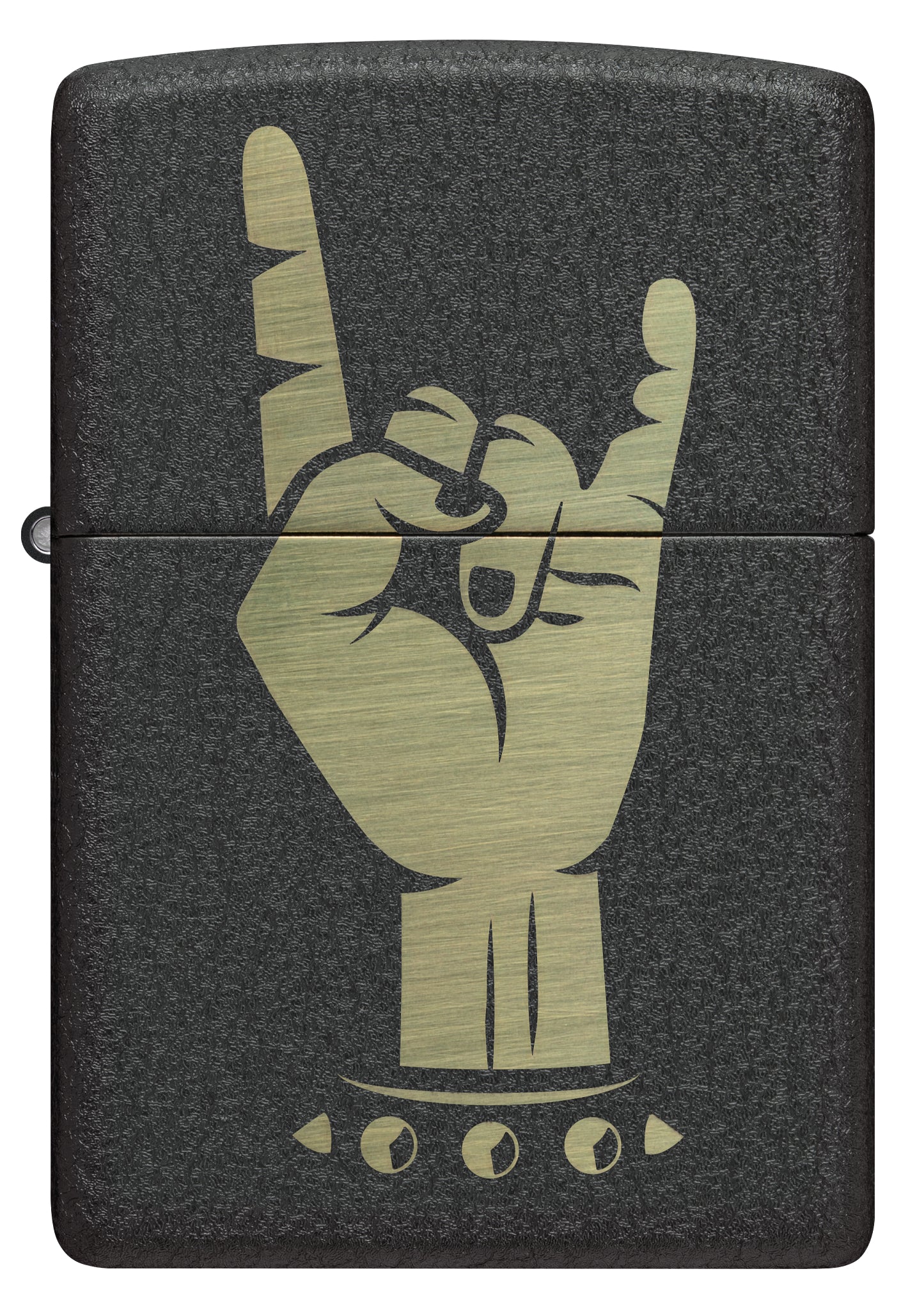 Front view of Zippo Rock On Design Black Crackle® Windproof Lighter.
