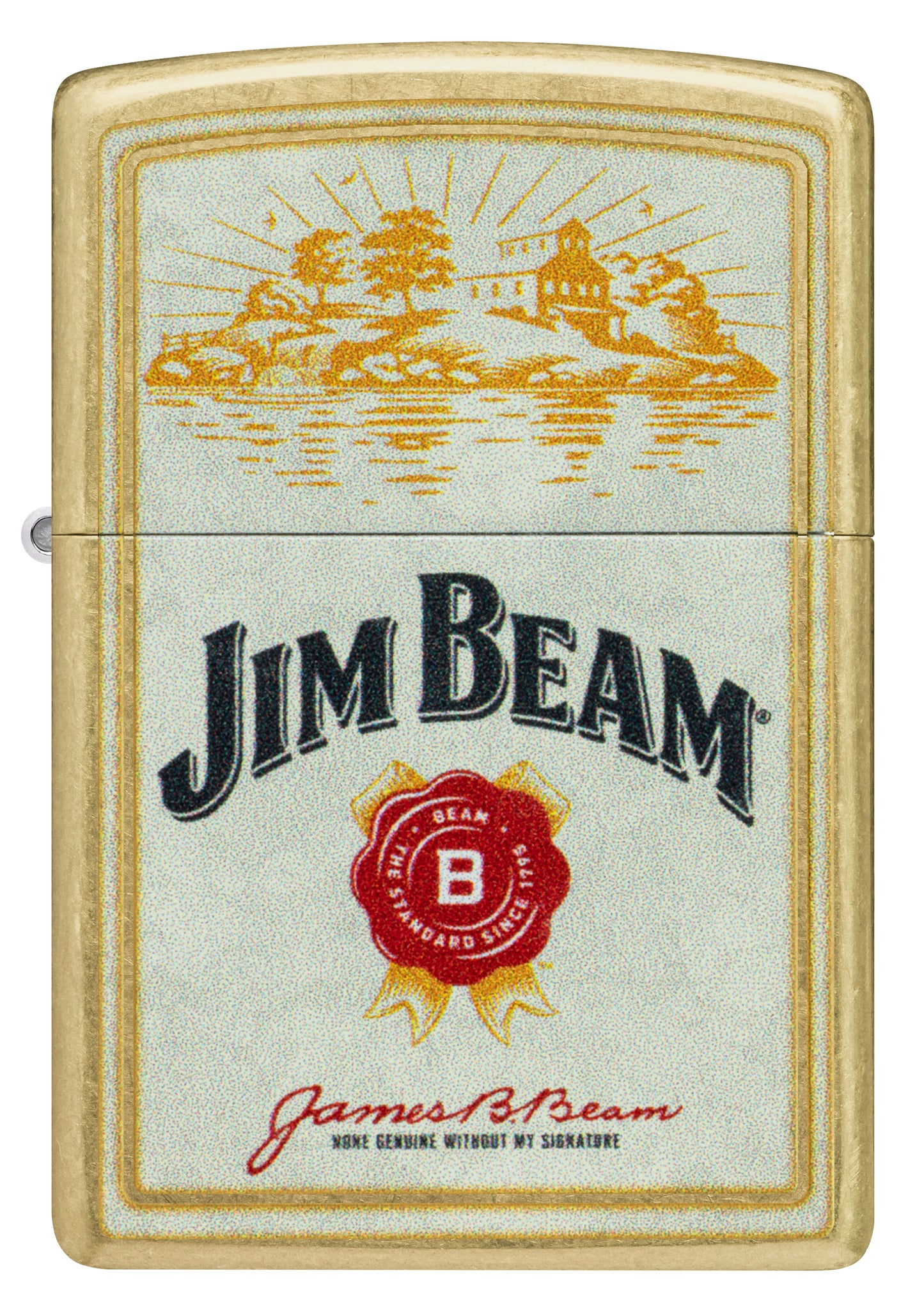 Front view of Zippo Jim Beam® Provenance Design Street Brass Windproof Lighter.