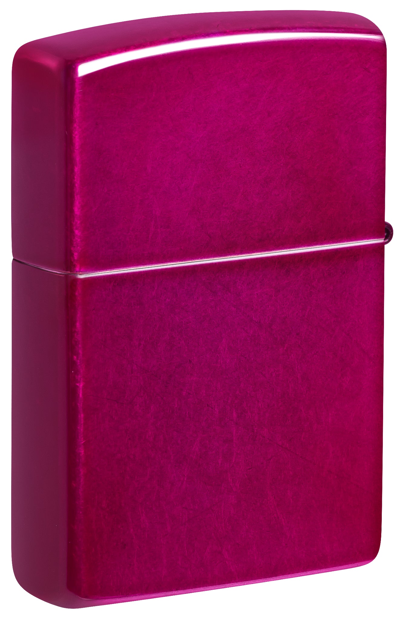 Back view of Zippo Classic Candy Raspberry Windproof Lighter standing at a 3/4 angle.