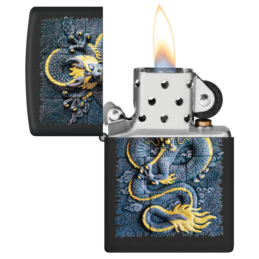 Zippo Stone Dragon Design Black Matte Windproof Lighter – Zippo USA
