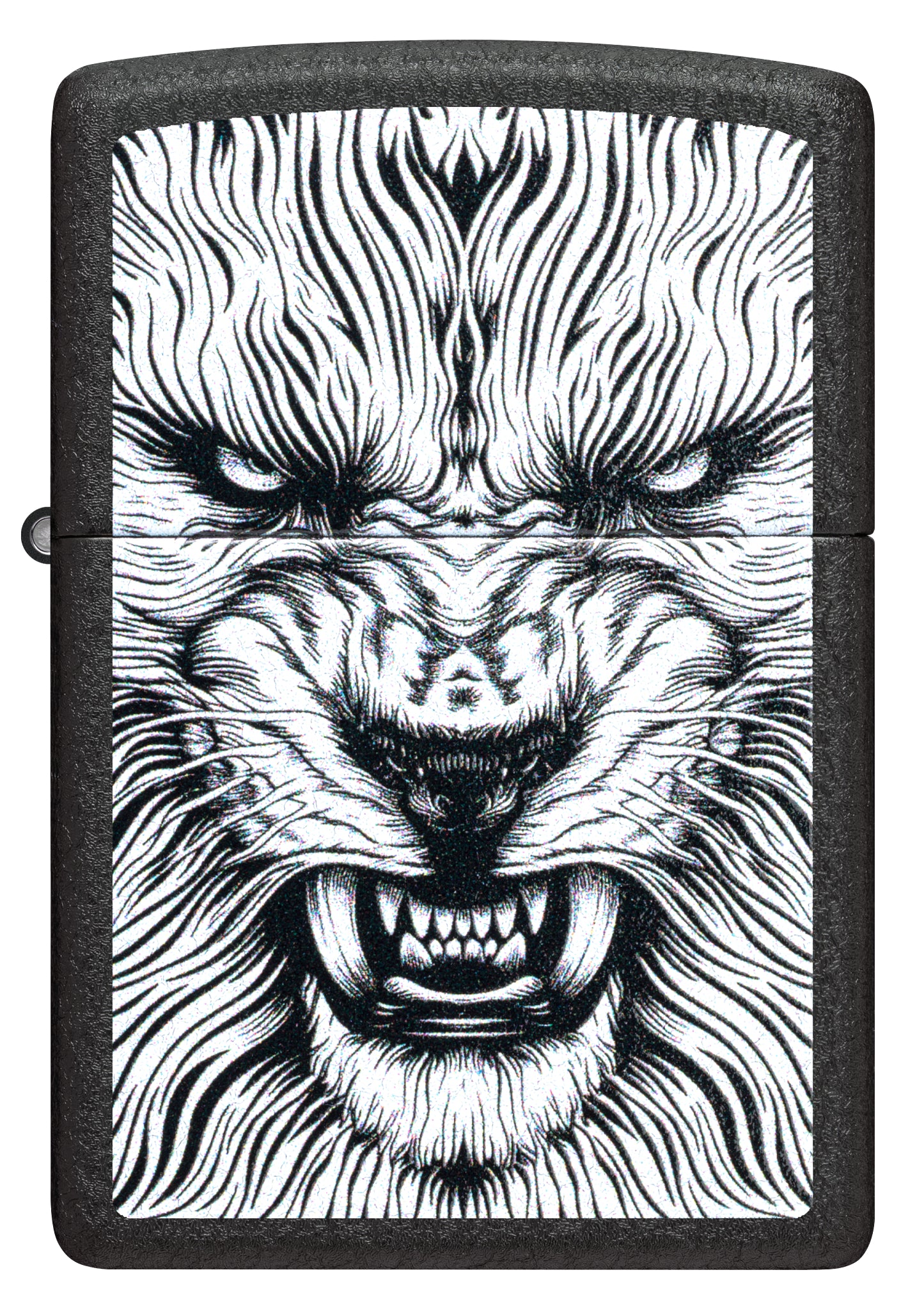 Front view of Zippo Say Cheese Design Black Crackle® Windproof Lighter.