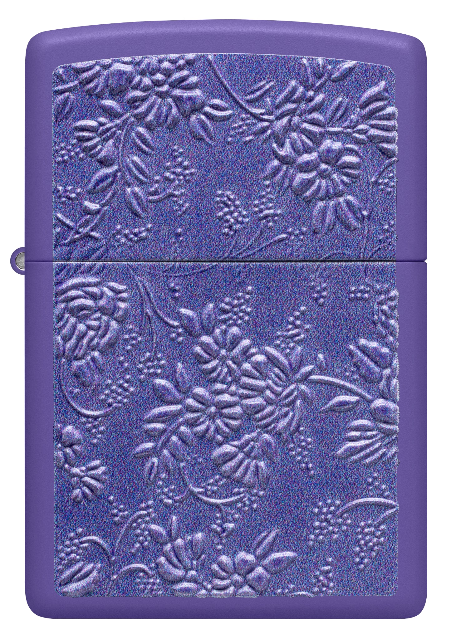 Front view of Zippo Texture Bouquet Design Purple Matte Windproof Lighter.