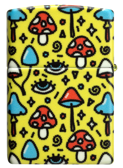 Back view of Zippo Eye Spy Design Glow-in-the-Dark Green Windproof Lighter.