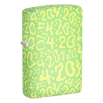 Front shot of Zippo 420 Clouds Design 540 Matte Windproof Lighter standing at a 3/4 angle.