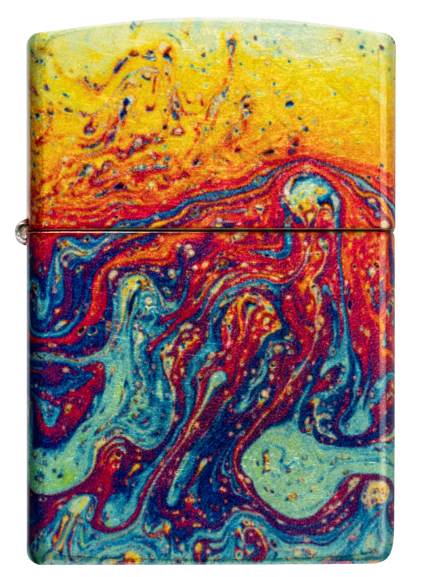 Front view of Zippo Magma Fusion Design 540 Tumbled Brass Windproof Lighter.