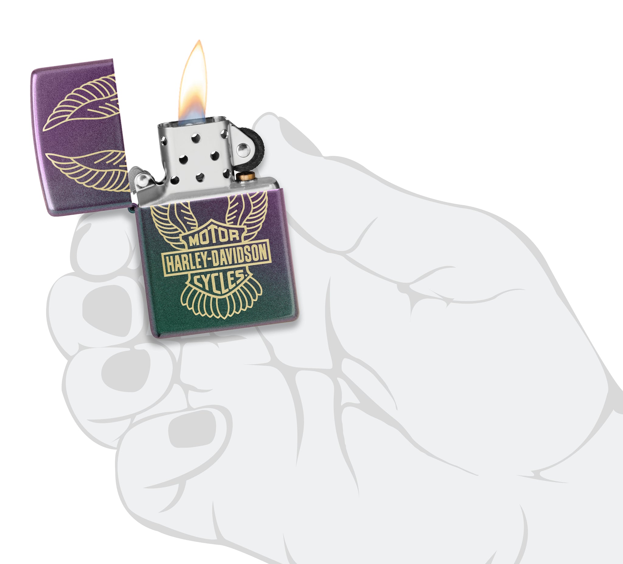 Zippo Harley-Davidson® Winged Logo Design Iridescent Windproof