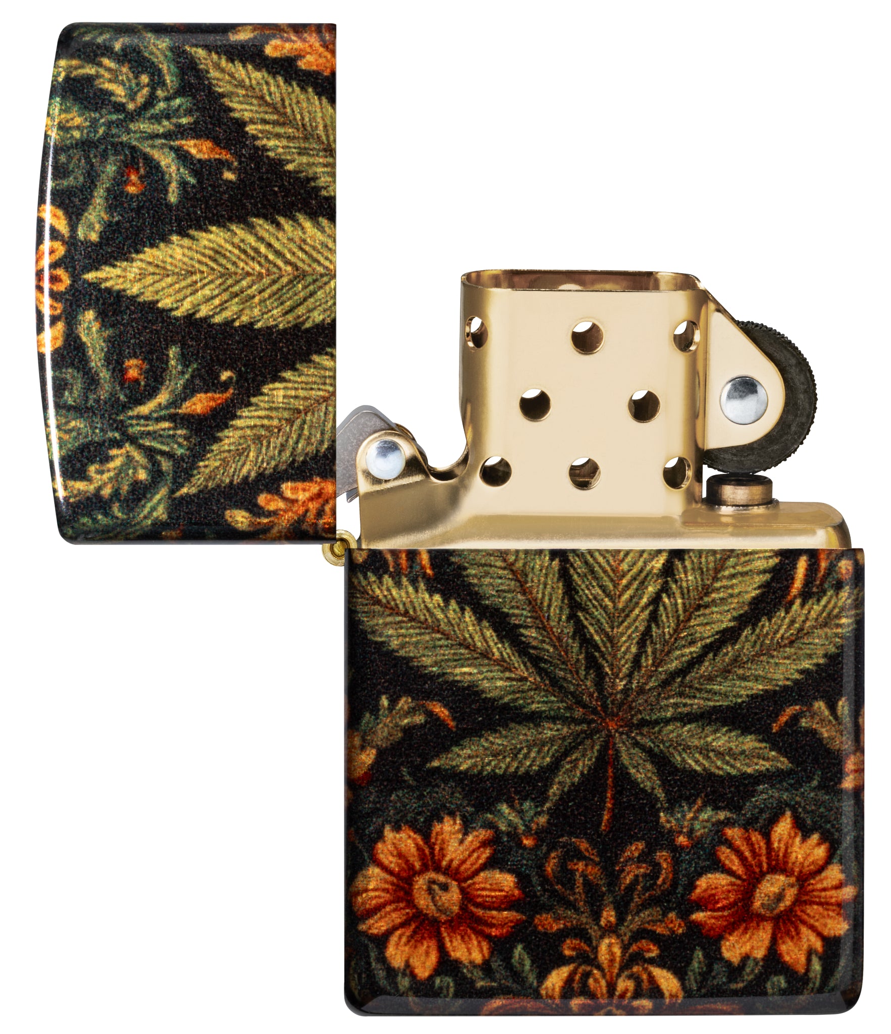 Zippo Cannabis Tapestry Design Tumbled Brass Windproof Lighter Zippo Cannabis Tapestry Design Tumbled Brass Windproof Lighter